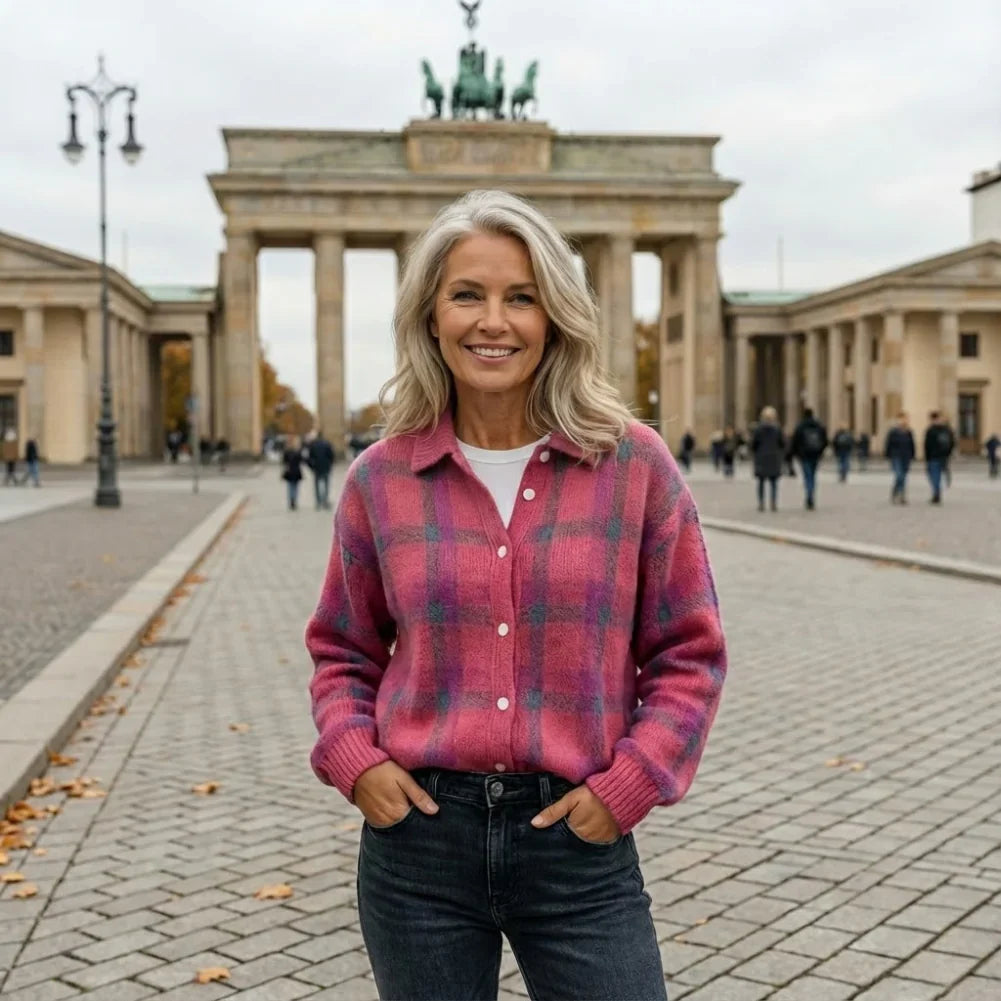 AYLU | Cárdigan de punto suave a cuadros