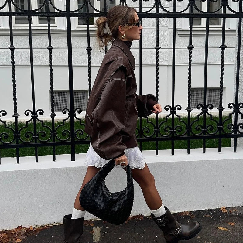 ANNA | Chaqueta de cuero oversize moderna para mujer