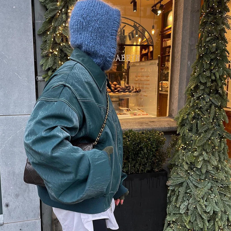 ANNA | Chaqueta de cuero oversize moderna para mujer