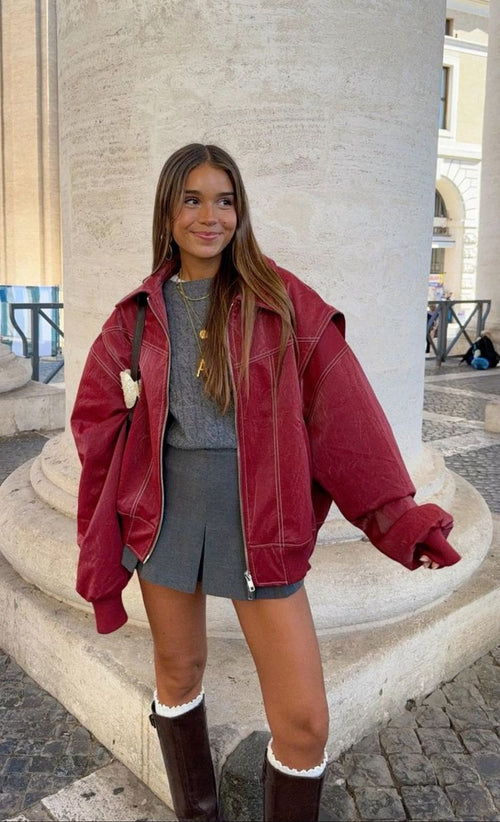 ANNA | Chaqueta de cuero oversize moderna para mujer