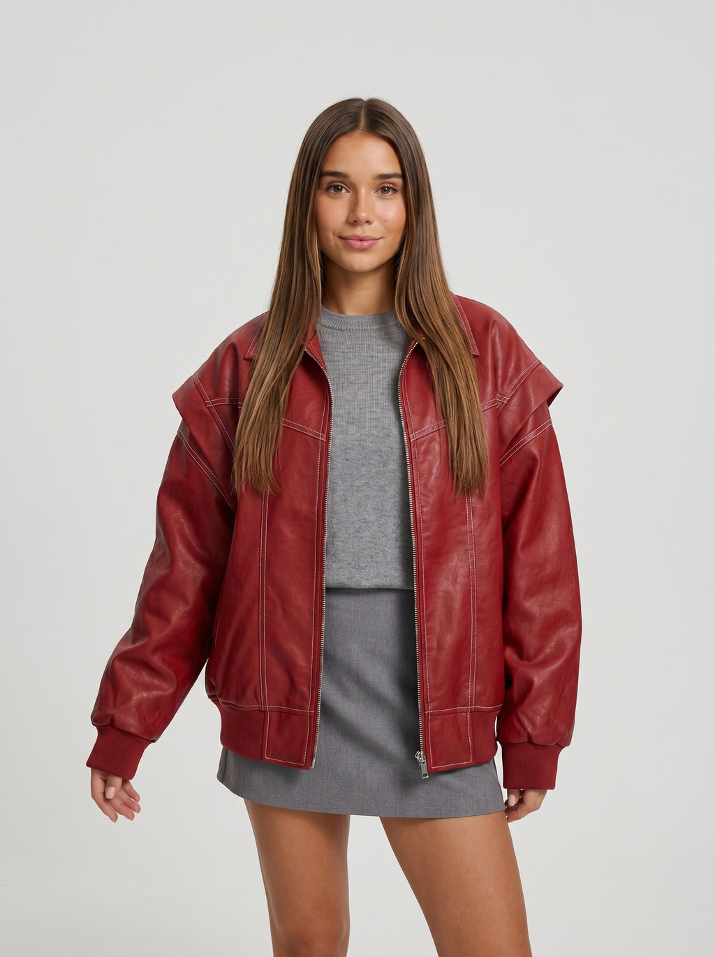 ANNA | Chaqueta de cuero oversize moderna para mujer