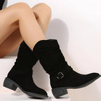 CLAUDIA | Botas de Ante con Tacón Elegantes