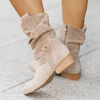 CLAUDIA | Botas de Ante con Tacón Elegantes